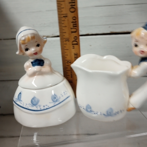Vintage Enesco Mini Dutch Boy & Girl Creamer & Sugar Bowl E-5817. - Picture 10 of 11